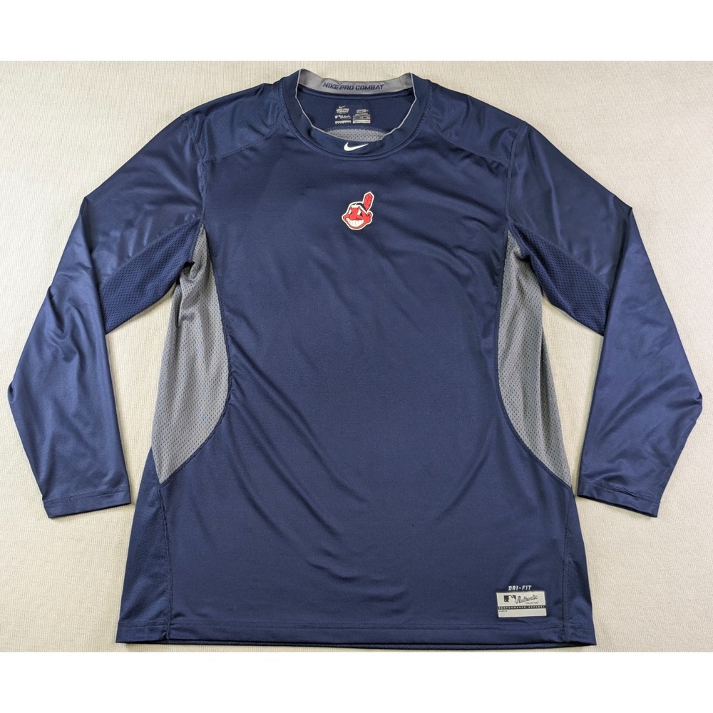 Cleveland Indians Shirt Mens 3XL Blue Nike Pro Combat Fitted Dri-Fit Training